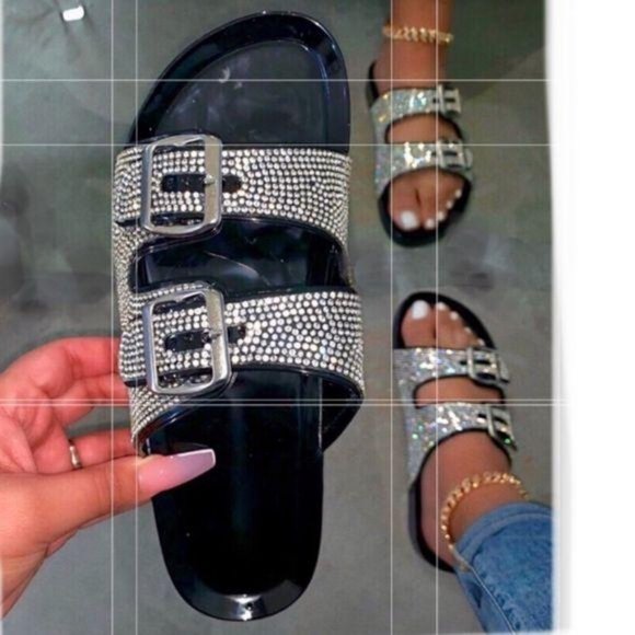 Embellished Double Buckle Jelly Sandals in Blush - Picture 5 of 5